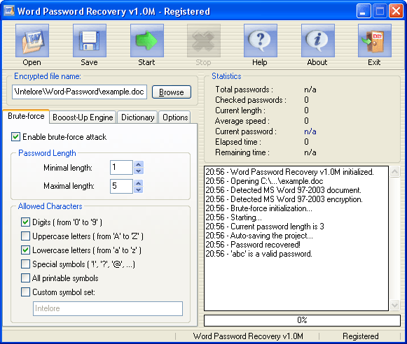 Word Password Recovery Screenshot